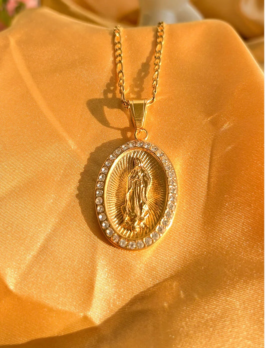 White Diamond Virgencita necklace